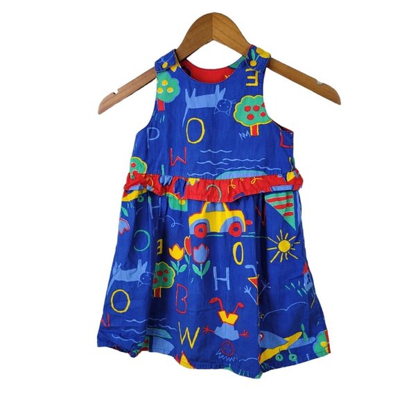 Vintage Scallywags Dress Girls Size 3T Blue Overall Shirt Casual Primary colors - Picture 1 of 7
